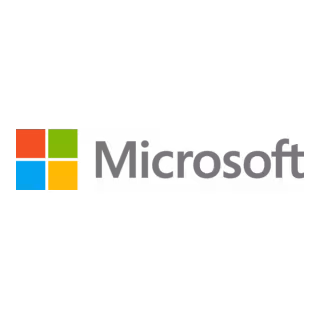 Microsoft-Logo auf schwarzem Hintergrund, links vierfarbiges Quadrat-Icon